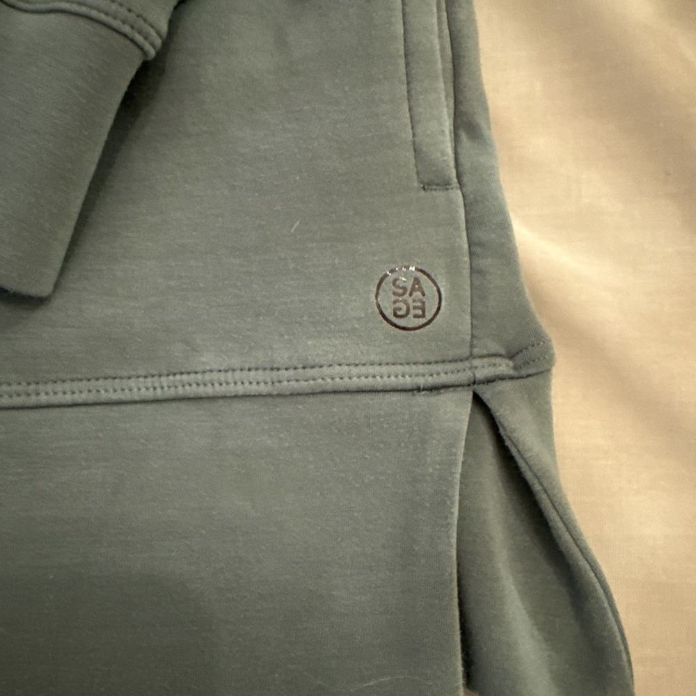 Sage Collective Top Long Sleeved Pullover Dusty Teal Crew Neck Tunic Size M - Picture 2 of 7